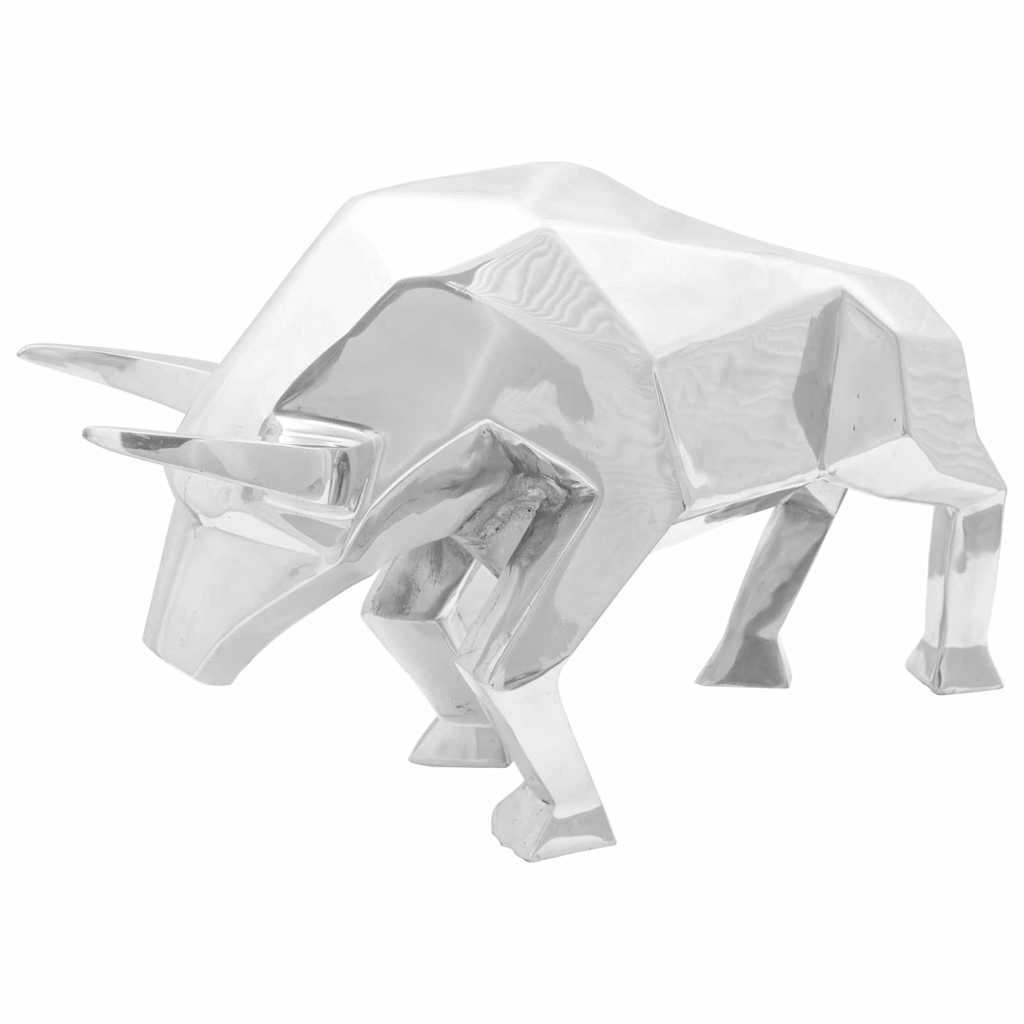 Bull Sculpture Silver 74 x 23 x 39 cm Aluminium